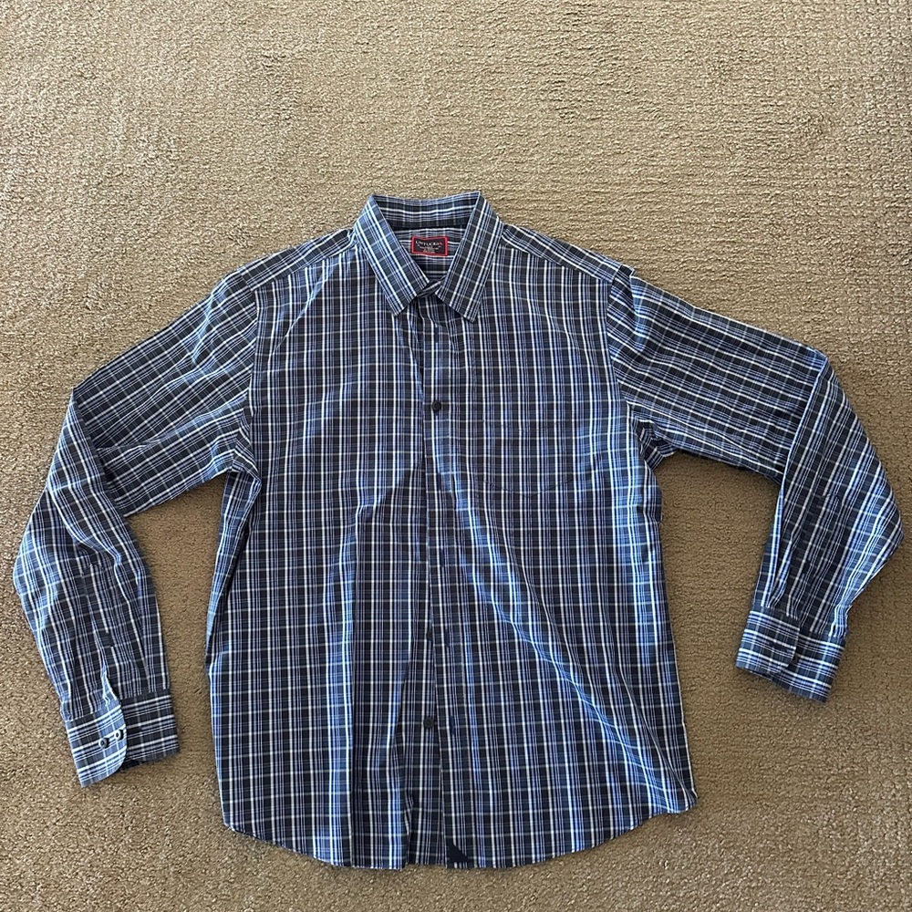 UNTUCKit Navy and White Checkered Shirt